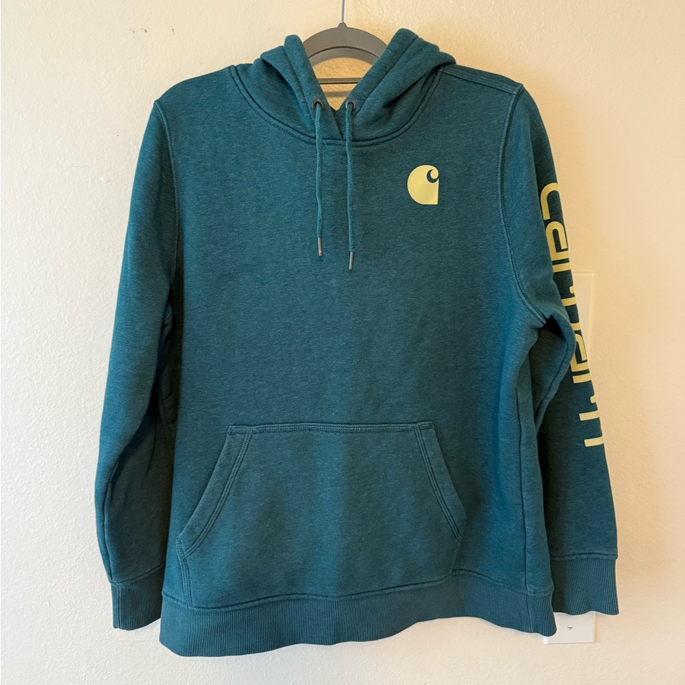 Carhartt TEAL Hoodie with Cream Logo